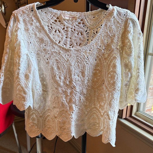 Solitaire Tops - Solitaire White Lace Blouse